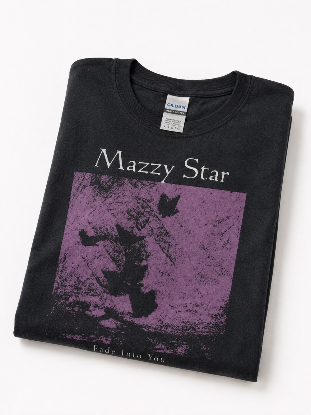 Gildan Men’s Black Short-Sleeve Tee with Purple Mazzy Star Graphic UNISEX SIZE L - Picture 3 of 3